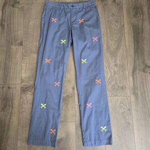 Vineyard Vines Slim Fit Breaker Pant 30x32 Blue Neon Fish Bone Embroidered Chino